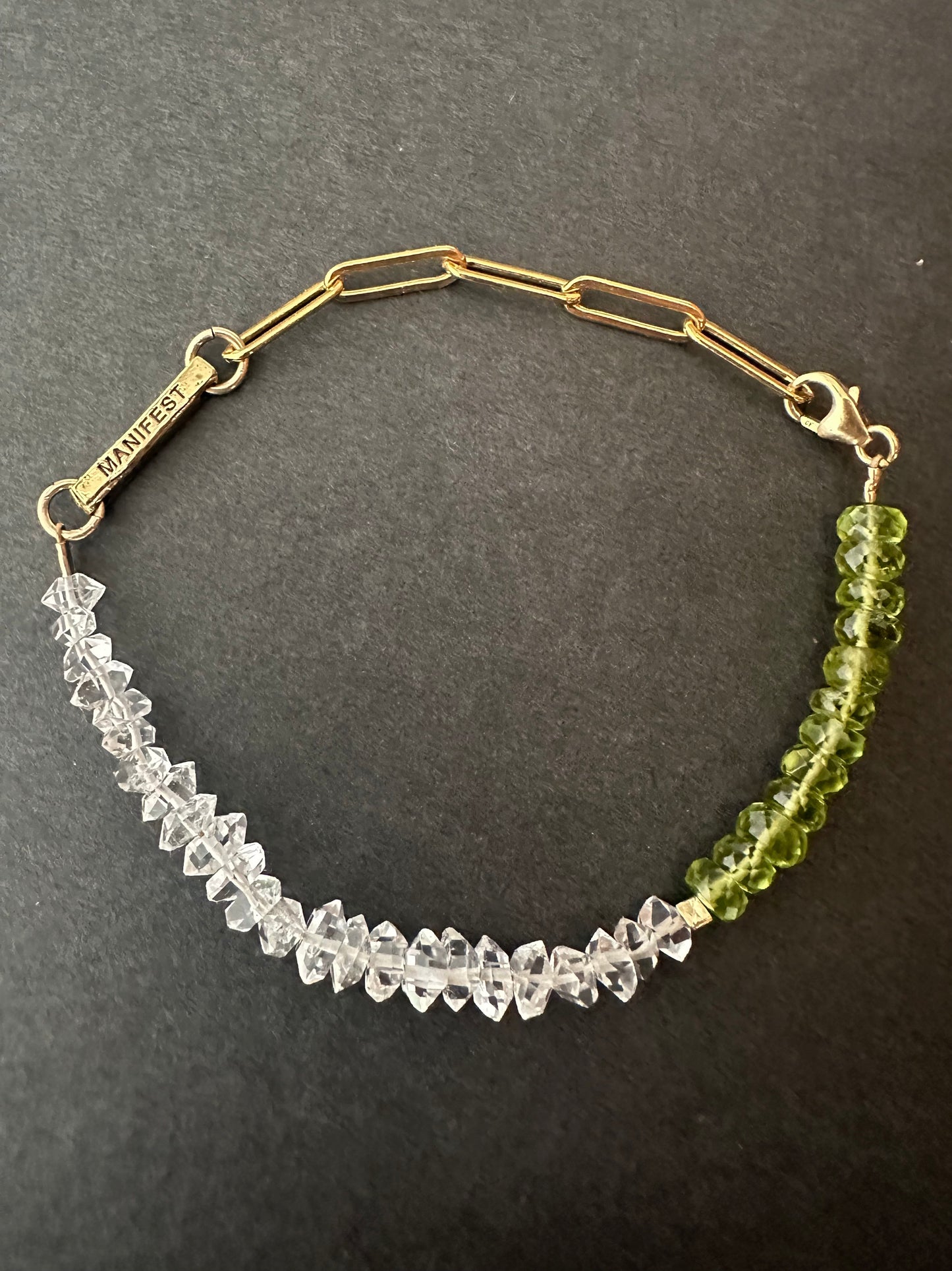 043. Herkimer Diamonds & Peridot Bracelet