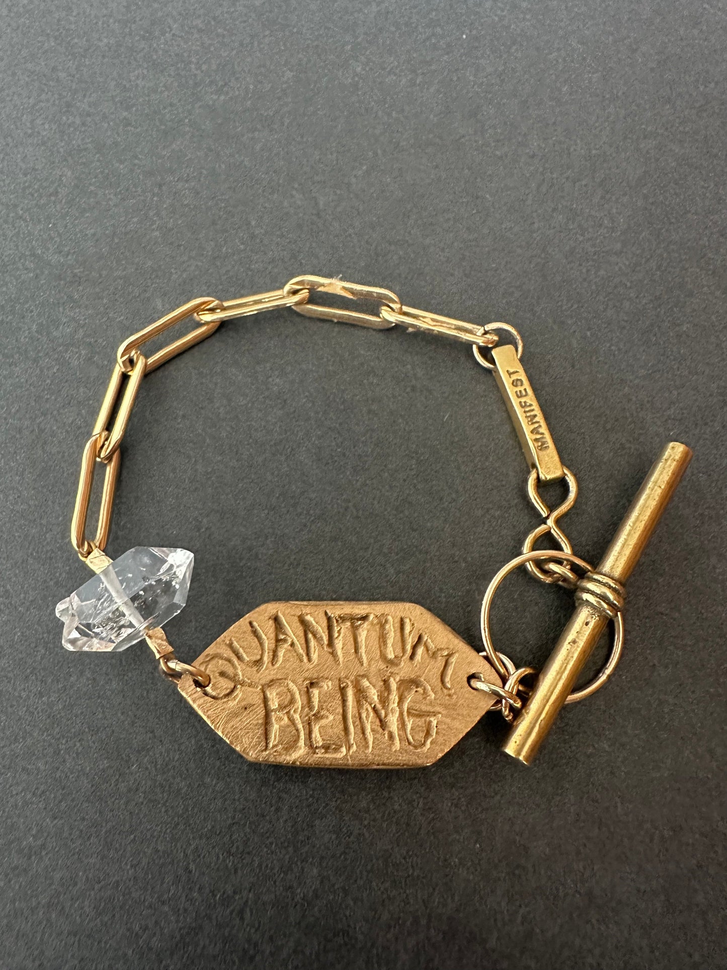 042. Quantum Being Pendant, Single Herkimer Diamond Bracelet