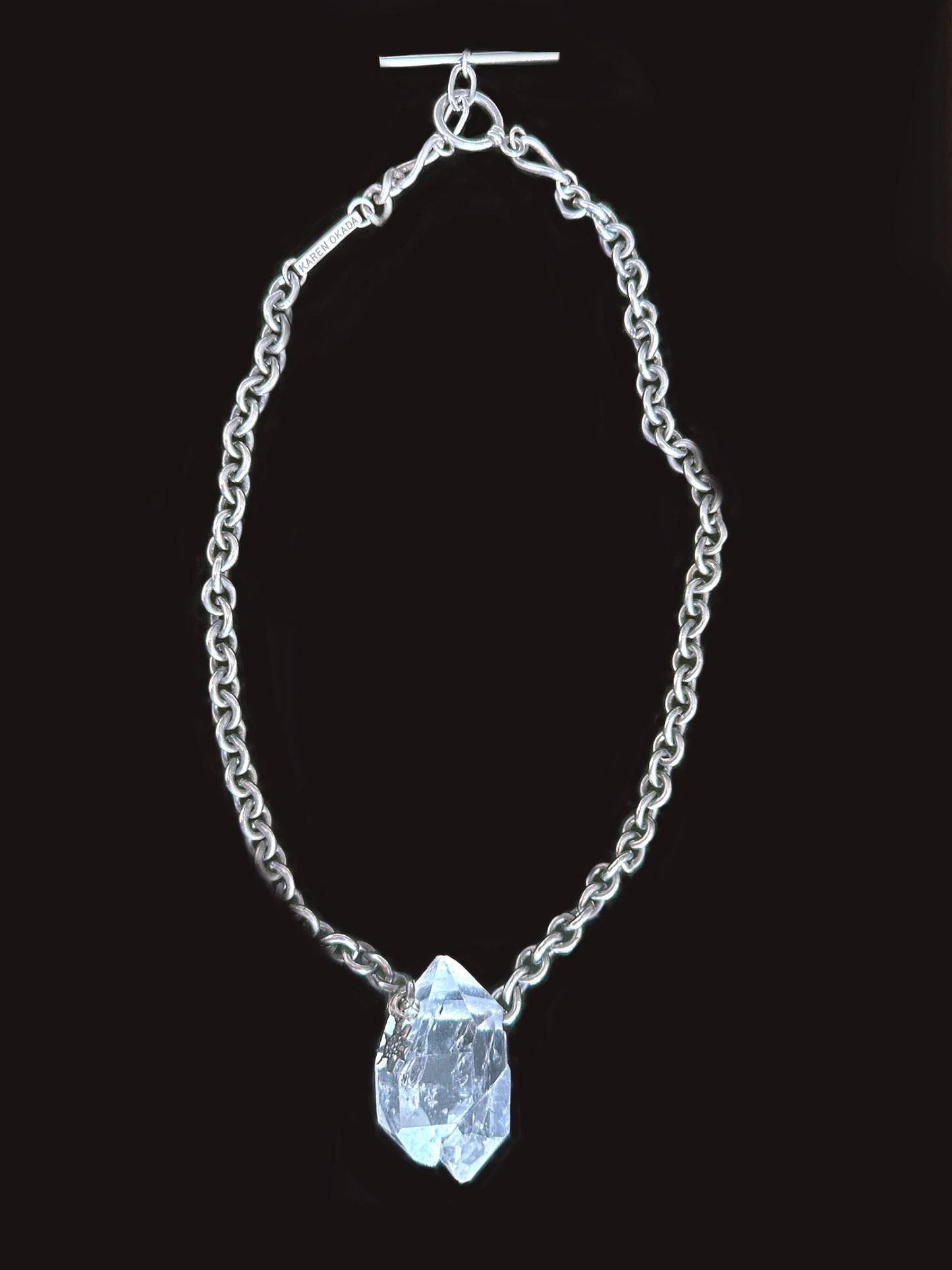 057. Collector's Incredibly Clear Tibetan Quartz Crystal Necklace with Black Diamond Star