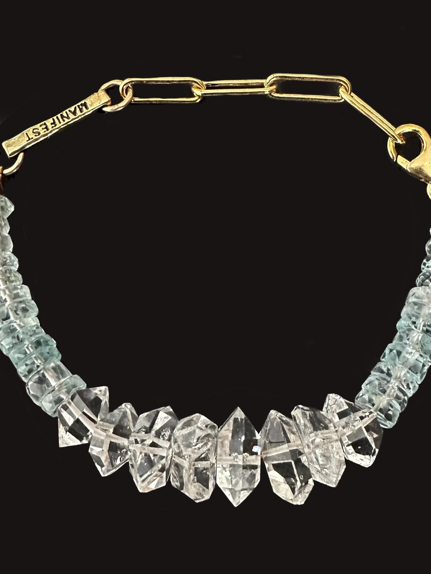 037. Herkimer Diamonds with Aquamarine Bracelet