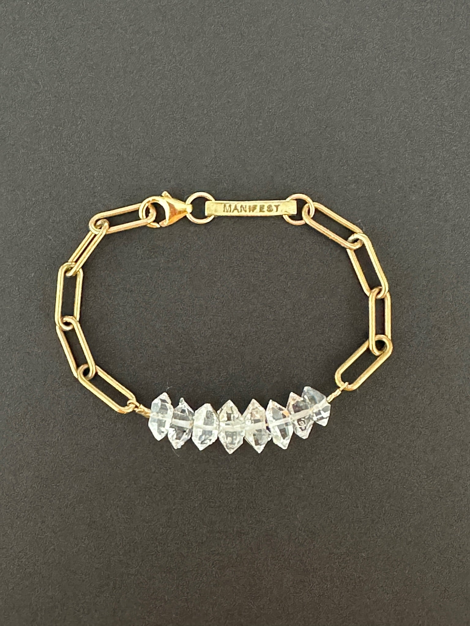 Herkimer Diamond & 24k Gold shops Bracelet