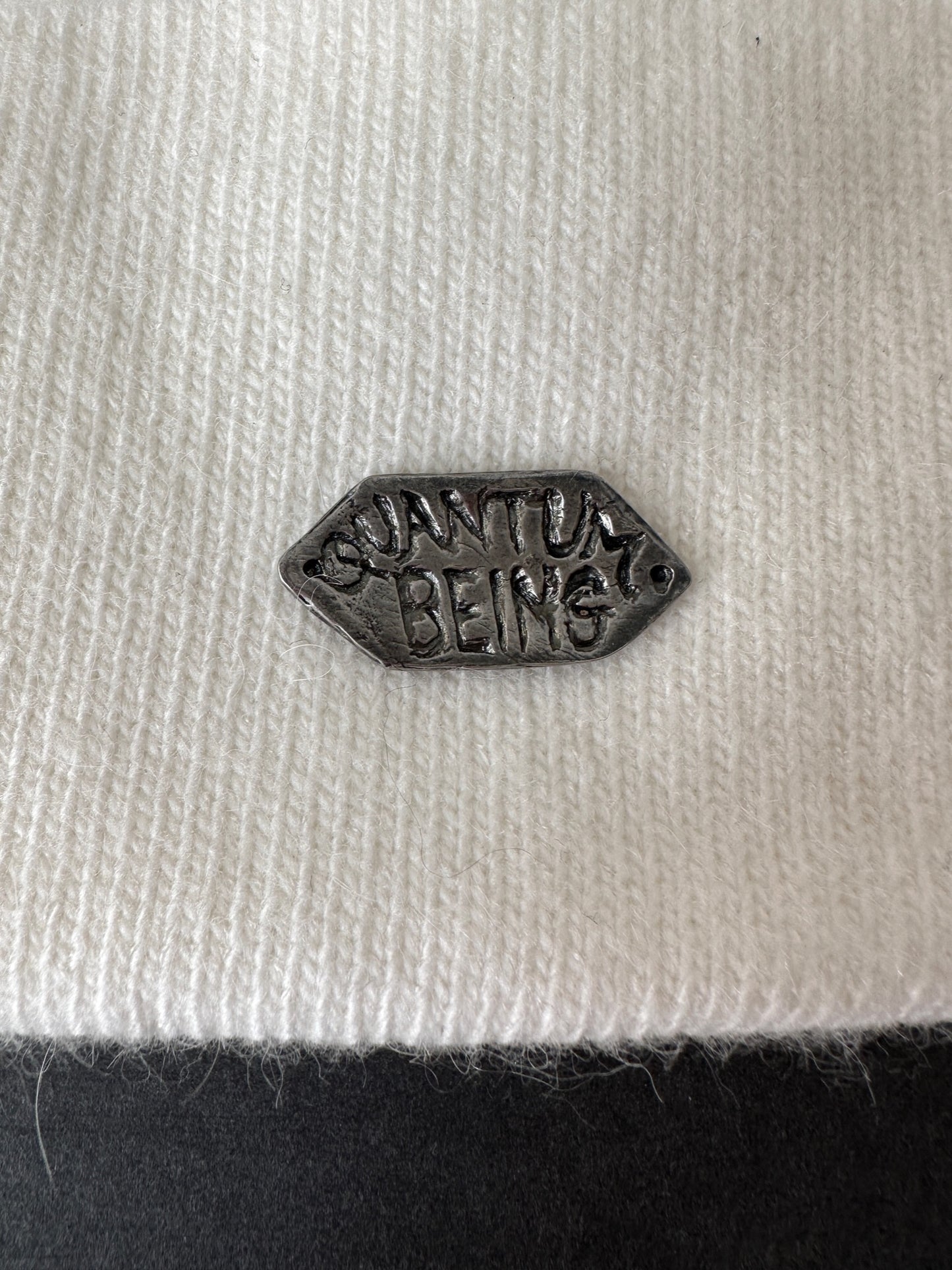 031. Sterling Silver "QUANTUM BEING" Cashmere Beanie in off white