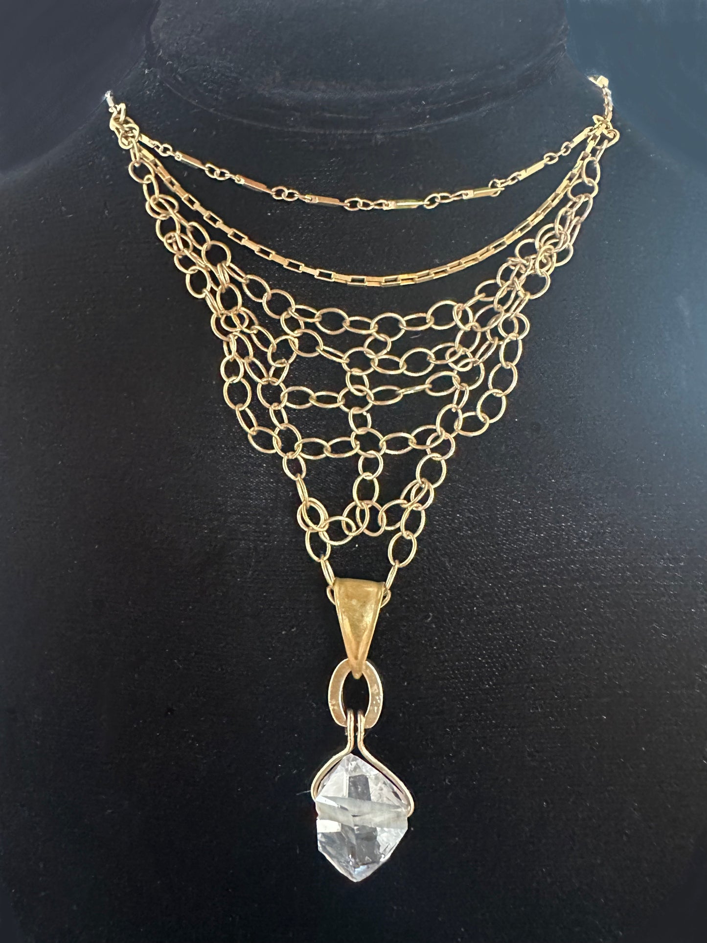 047.  Herkimer Diamond With Vintage Bail Necklace