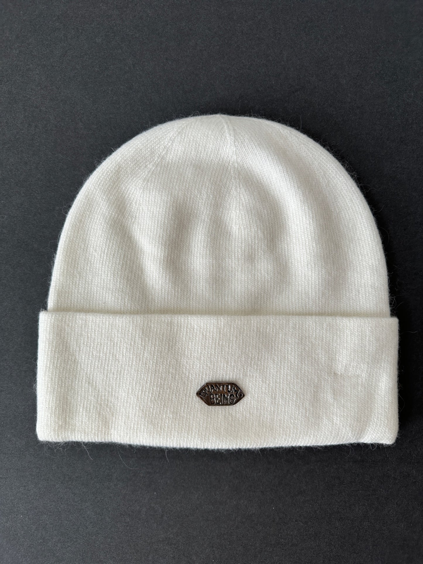 031. Sterling Silver "QUANTUM BEING" Cashmere Beanie in off white